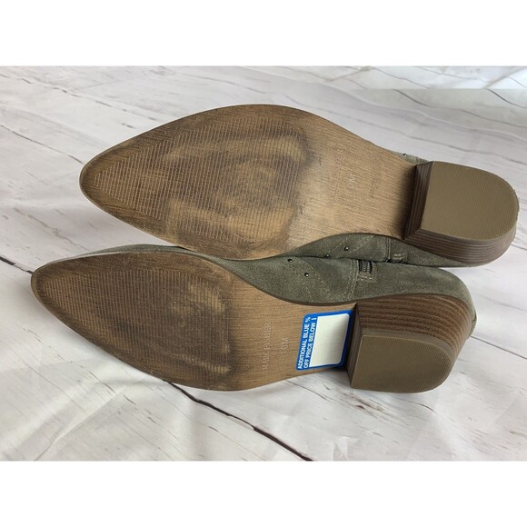 Marc Fisher Suede Leather ankle bootie 10 Pointy Toe Western Gray Green Moss Zip - Picture 12 of 12